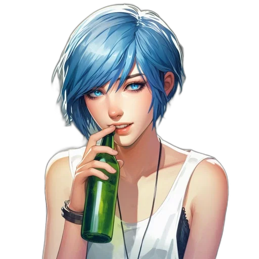 bottle, face, staff, anime transparent PNG cut-out
