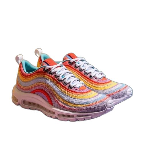 shoes, vaporwave, 3d render, colorful transparent PNG cut-out