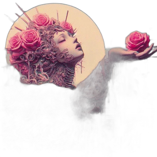 flower, crown, face, concept art transparent PNG cut-out