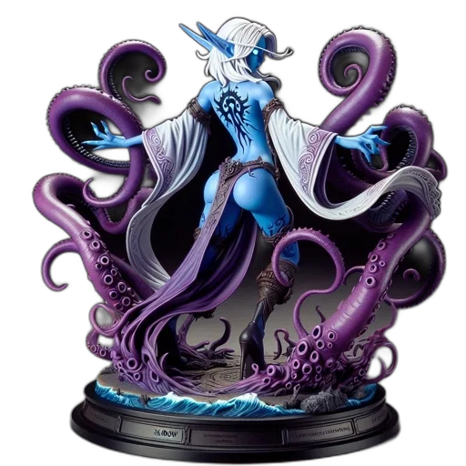 concept art, fantasy art, blue, detailed transparent PNG cut-out