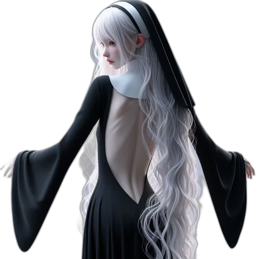 dress, creature, hair, jacket transparent PNG cut-out