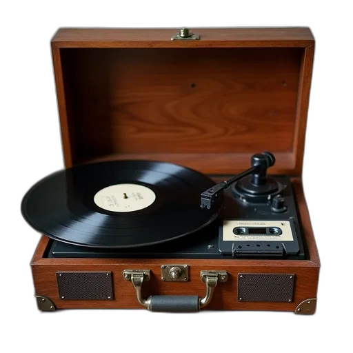 vintage, wooden, record, player transparent PNG cut-out