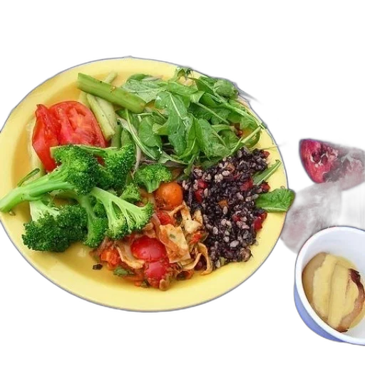 food, plate, broccoli, tomatoes transparent PNG cut-out