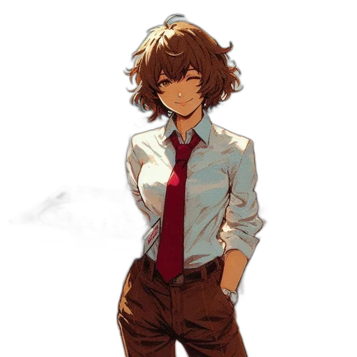 jacket, staff, dress, hair transparent PNG cut-out