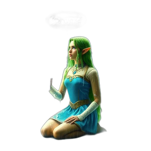 dress, staff, jewelry, fantasy art transparent PNG cut-out