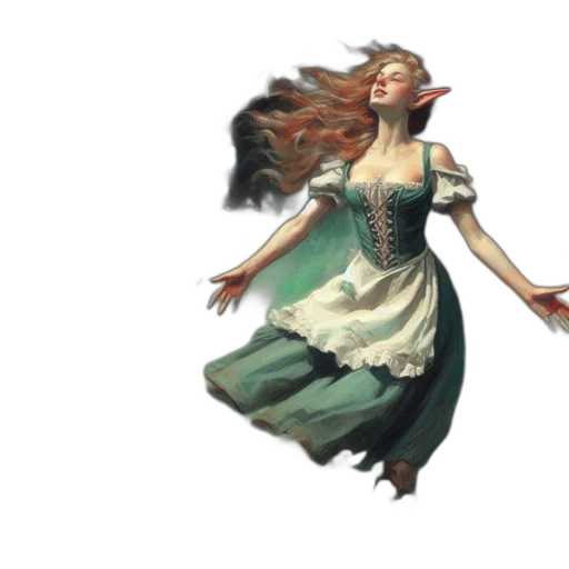 dress, staff, dragon, concept art transparent PNG cut-out