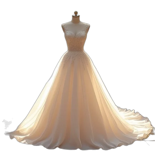 dress, crown, jewelry, 3d render transparent PNG cut-out
