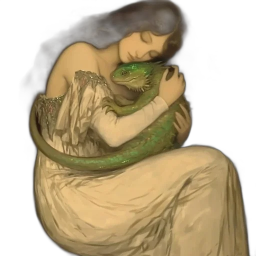 dragon, dress, creature, fantasy art transparent PNG cut-out