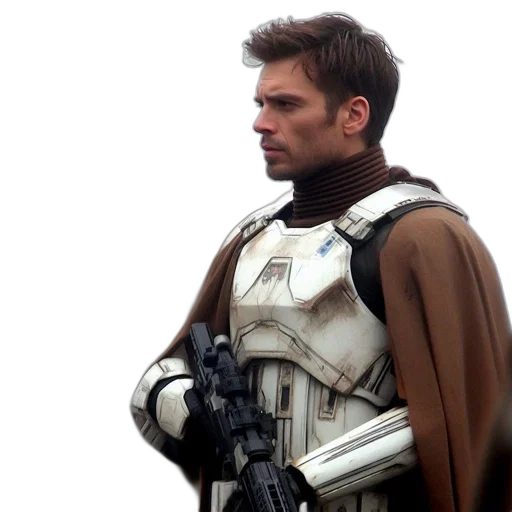 jacket, weapon, concept art, earth tones transparent PNG cut-out