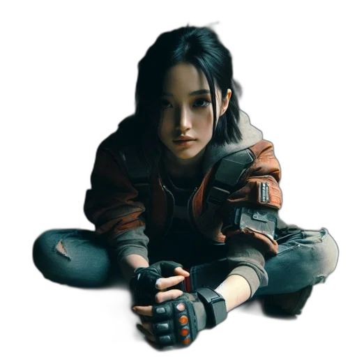 weapon, jacket, robot, face transparent PNG cut-out