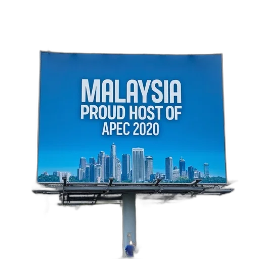 large, billboard, blue, white transparent PNG cut-out