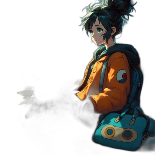 jacket, robot, weapon, staff transparent PNG cut-out
