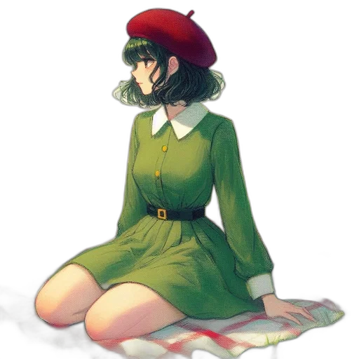 dress, hat, staff, crown transparent PNG cut-out