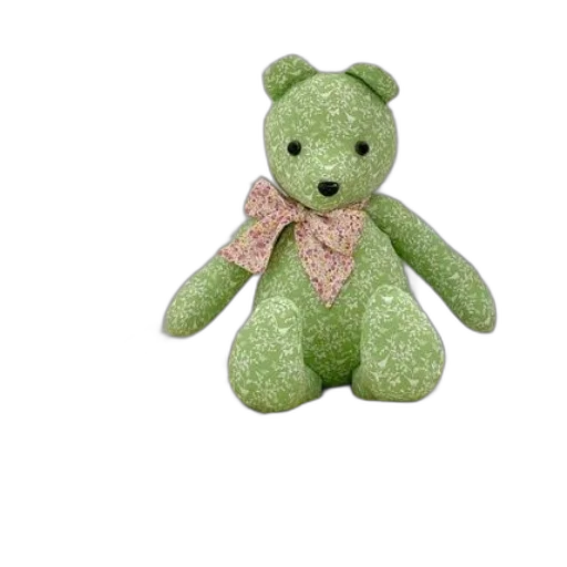 3d render, green, teddy, bear transparent PNG cut-out