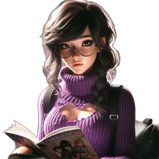 face, jacket, staff, comic book art transparent PNG cut-out