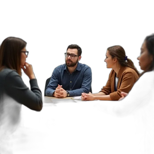 staff, group, people, sitting transparent PNG cut-out