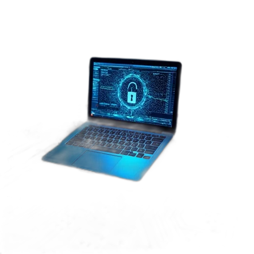 3d render, cyberpunk, blue, computer transparent PNG cut-out