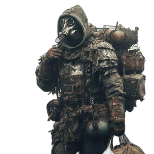 mask, jacket, weapon, staff transparent PNG cut-out