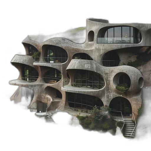 building, concept art, 3d render, photorealistic transparent PNG cut-out