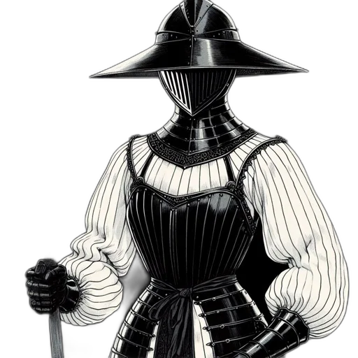 dress, staff, hat, sword transparent PNG cut-out
