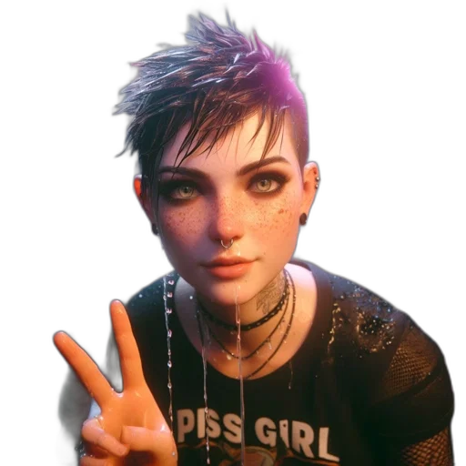face, jewelry, jacket, cyberpunk transparent PNG cut-out