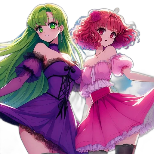 dress, anime, concept art, vaporwave transparent PNG cut-out