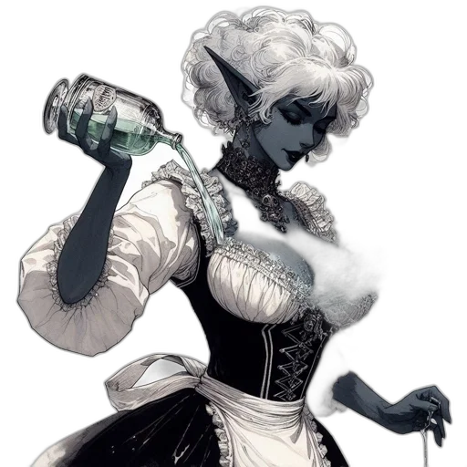 dress, bottle, staff, robot transparent PNG cut-out