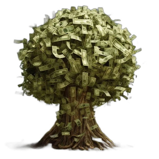 tree, 3d render, concept art, green transparent PNG cut-out