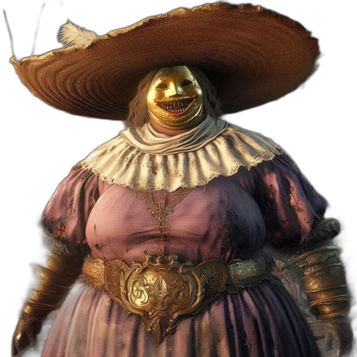 hat, dress, mask, staff transparent PNG cut-out