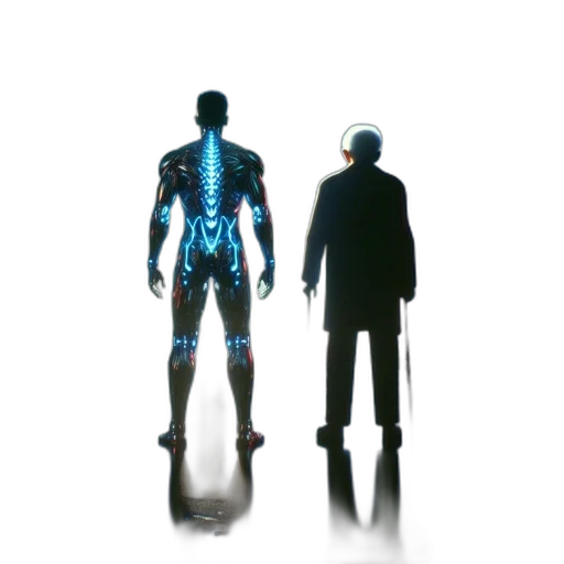 robot, staff, concept art, cyberpunk transparent PNG cut-out