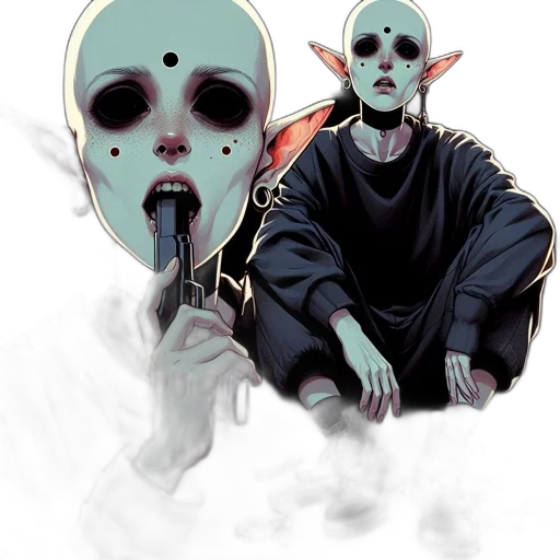 mask, creature, face, concept art transparent PNG cut-out