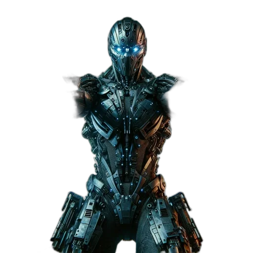 robot, weapon, concept art, 3d render transparent PNG cut-out