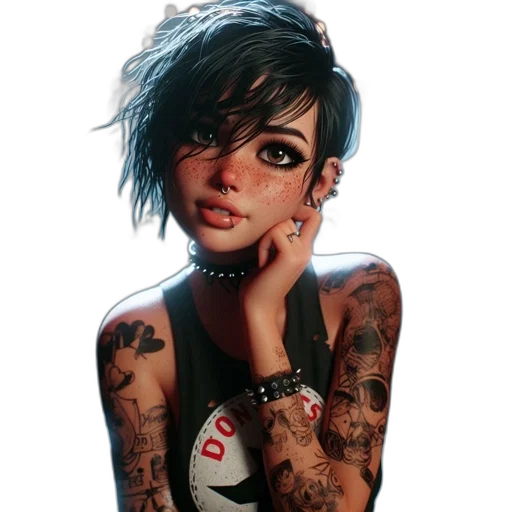 face, photorealistic, concept art, cyberpunk transparent PNG cut-out