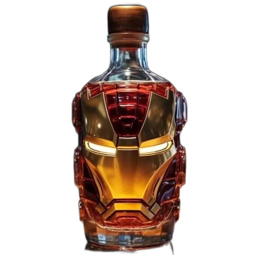 bottle, robot, crown, 3d render transparent PNG cut-out