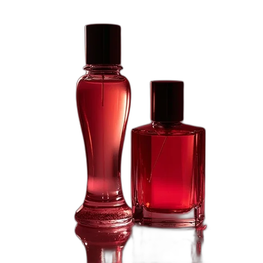 bottle, 3d render, photorealistic, red transparent PNG cut-out