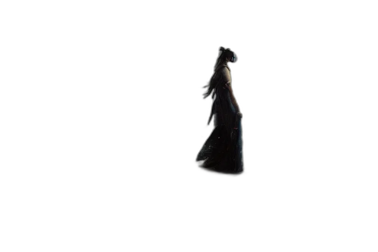 dress, hair, staff, hat transparent PNG cut-out