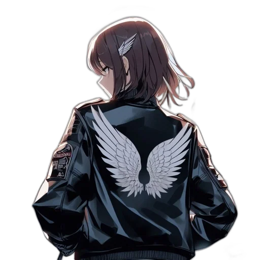 jacket, weapon, hair, staff transparent PNG cut-out