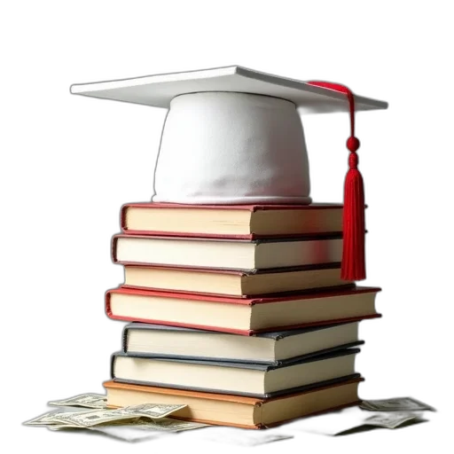 stack, books, graduation, cap transparent PNG cut-out