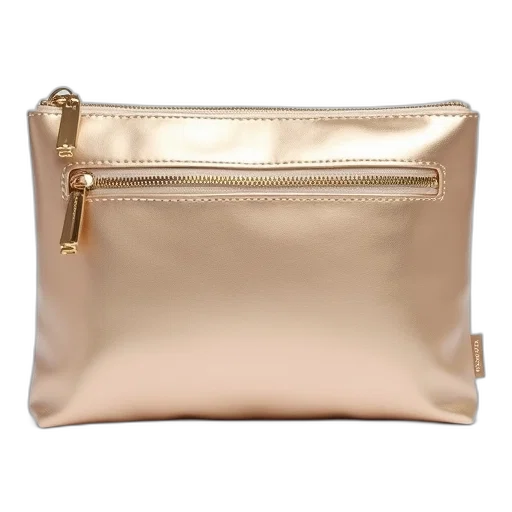 golden, zipped, pouch, pale transparent PNG cut-out