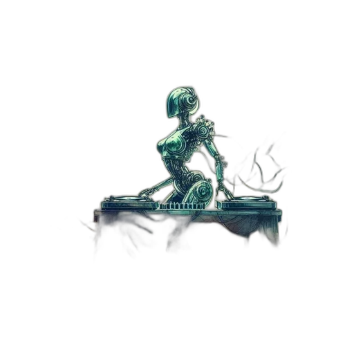 robot, creature, staff, sword transparent PNG cut-out