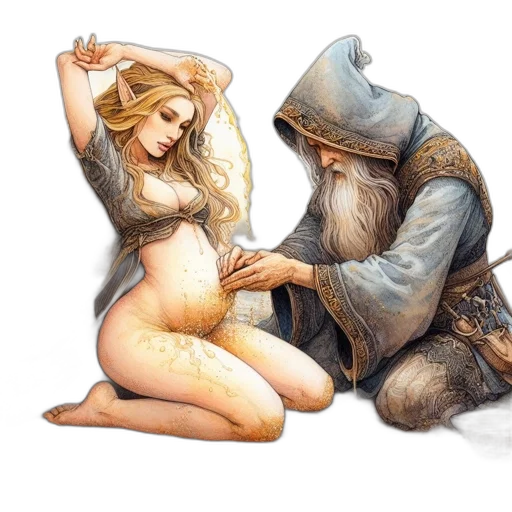fantasy art, concept art, watercolor, photorealistic transparent PNG cut-out