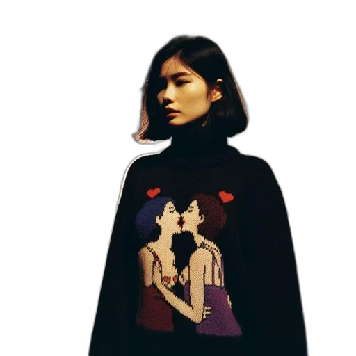 jacket, dress, face, pixel art transparent PNG cut-out