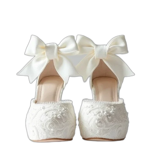 shoes, pair, white, lace transparent PNG cut-out
