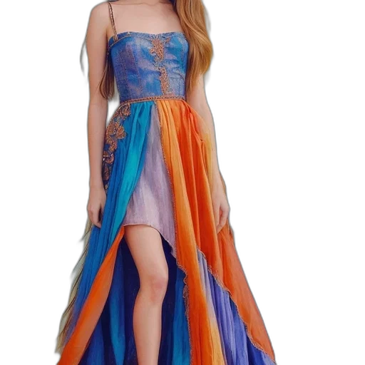 dress, colorful, blue, young transparent PNG cut-out