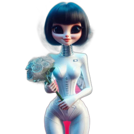 robot, dress, creature, flower transparent PNG cut-out