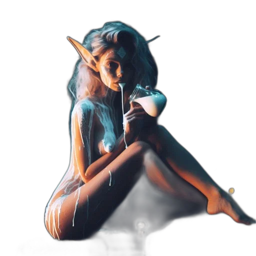 dragon, dress, creature, staff transparent PNG cut-out