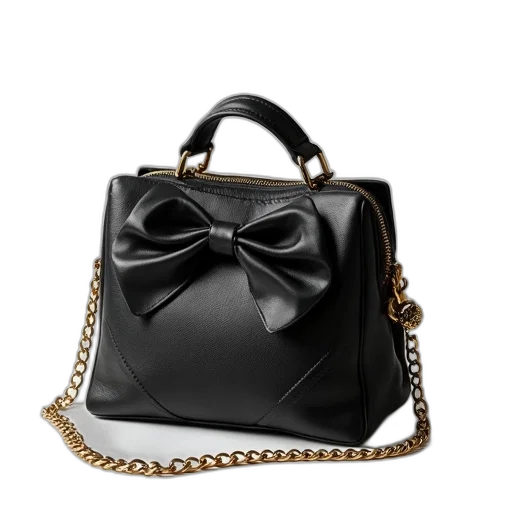 black, handbag, bow, top transparent PNG cut-out