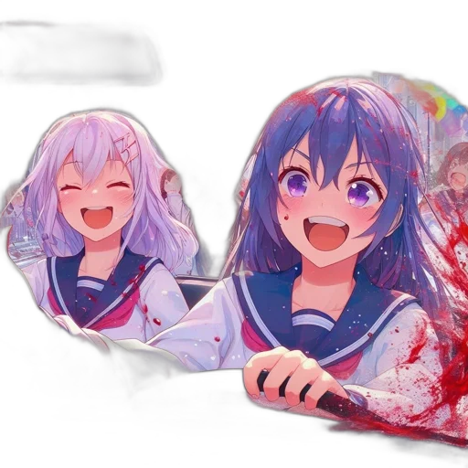 weapon, anime, vaporwave, 3d render transparent PNG cut-out