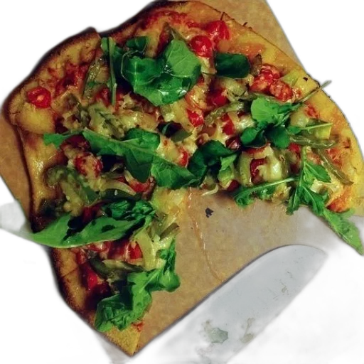 food, photorealistic, pizza, greens transparent PNG cut-out
