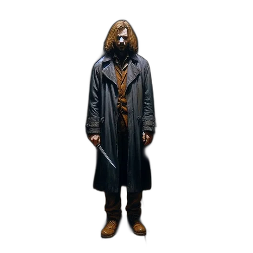 jacket, mask, staff, hair transparent PNG cut-out